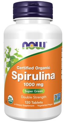Now Supplements , Spirulina Double Strength, 1000 Mg Organic - 120 Tablets