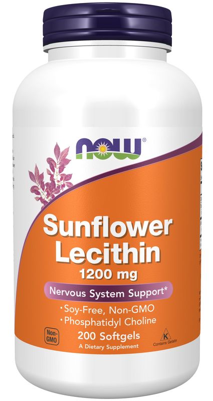 Now Supplements , Sunflower Lecithin 1200 Mg Soy-Free, Non-Gmo - 200 Softgels