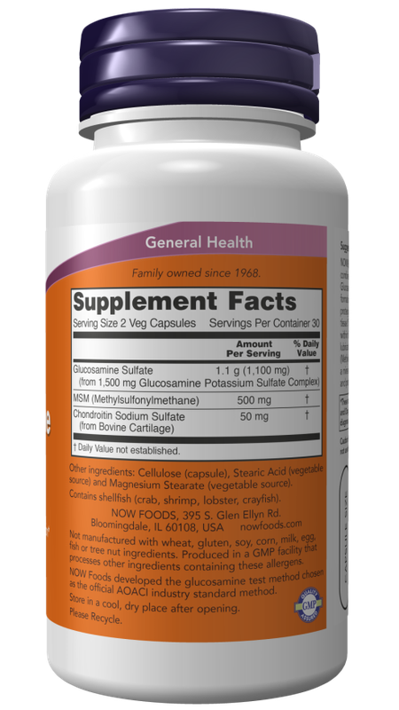 Now Supplements, Glucosamine + Msm 550 Mg/250 Mg 60 Caps