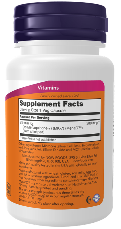 Now Supplements, Mk-7 Vitamin K-2 Extra Strength 300 Mcg. 120 Caps