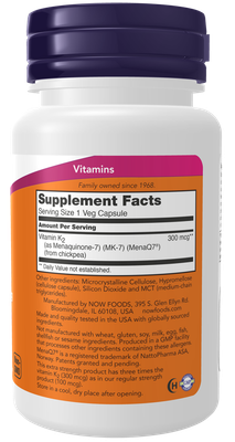 Now Supplements, Mk-7 Vitamin K-2 Extra Strength 300 Mcg. 120 Caps