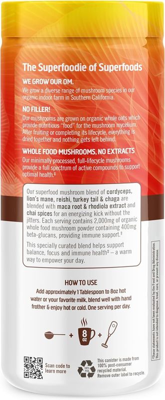Om Mushrooms , Superfood Mushroom Blend Morning Blend 8.47 oz