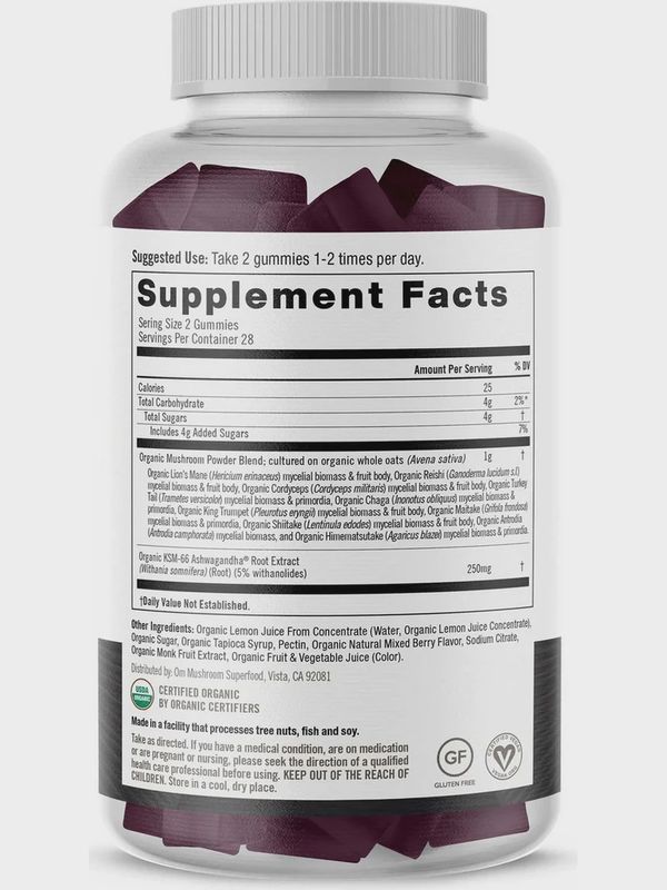 Om Mushrooms , Master Blend Mushroom Gummie 56 Vegan Gummies
