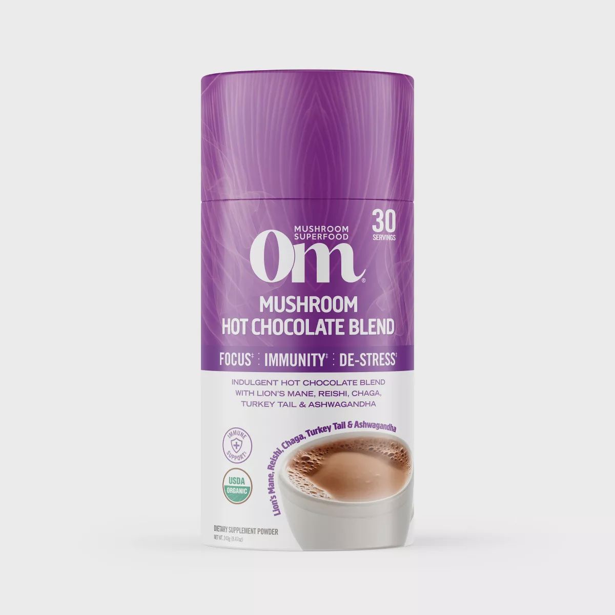 OM MUSHROOMS , SUPERFOOD MUSHROOM BLEND HOT CHOCOLATE 8.47oz