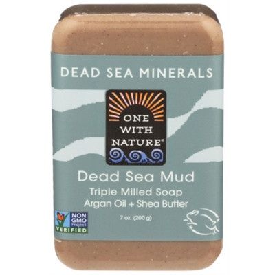 One With Nature, Dead Sea Mineral Soap Bar, Dead Sea Mud, Fragrance-Free, 7 Oz (200 G)