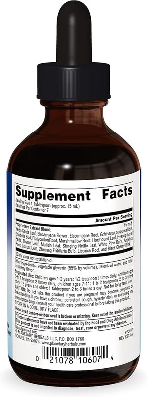 Planterary Herbals, Dr. Tierra's Wild Cherry Bark Syrup -Kids 4oz