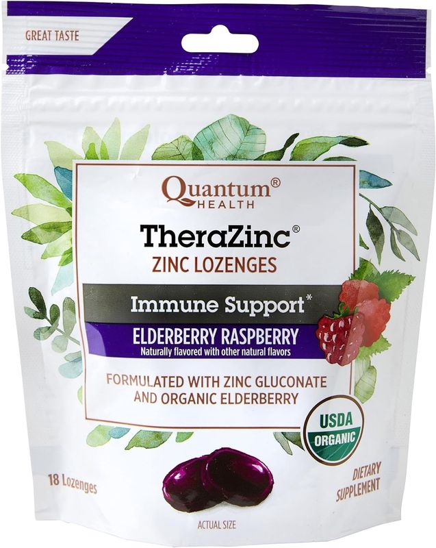 Quantum, Zinc Lozenges Immune Support Elderberry Raspberry 18 lozenges