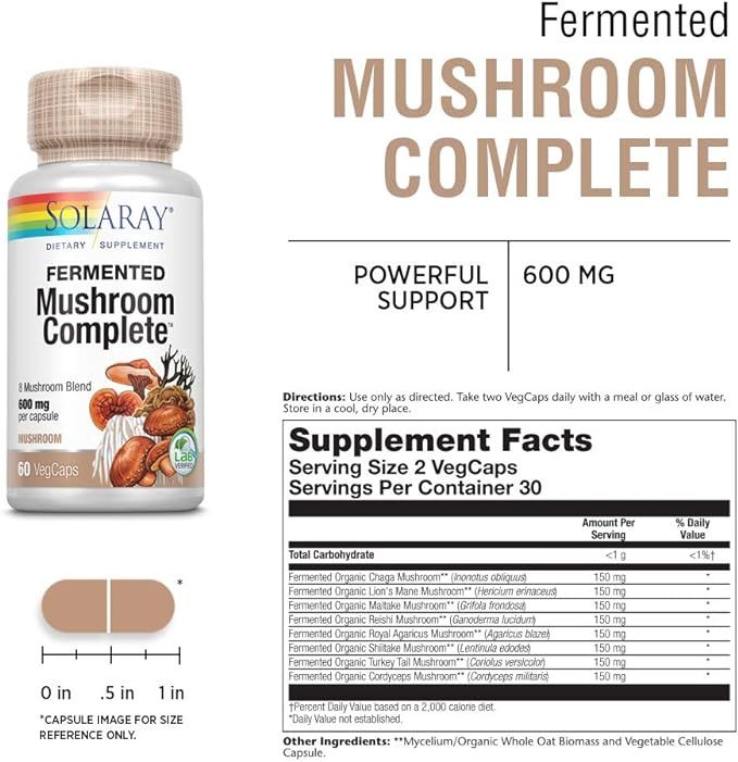 Solaray , Mushroom Complete, 1200 Mg, 60 Veg Caps
