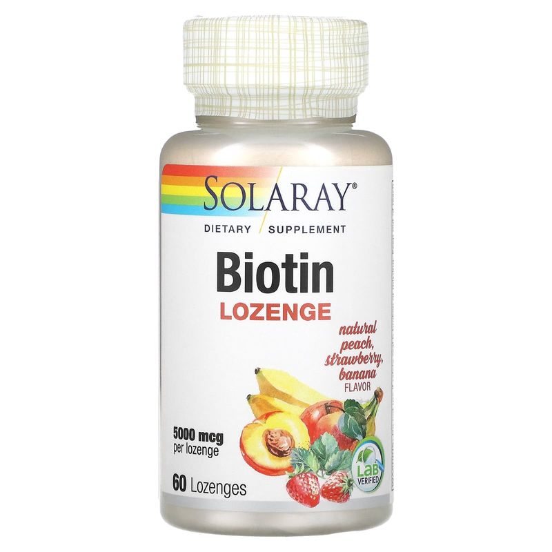 Solaray, Biotin Peach Strawberry Banana 60 Lozenges Solaray, Biotin Peach Strawberry Banana 60 Lozenges