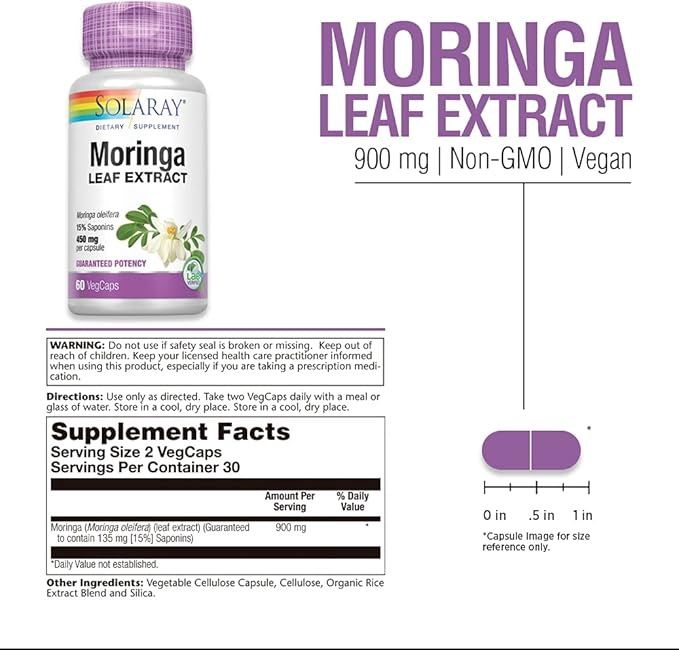 Solaray , Moringa Leaf Extract 60Ct 450Mg