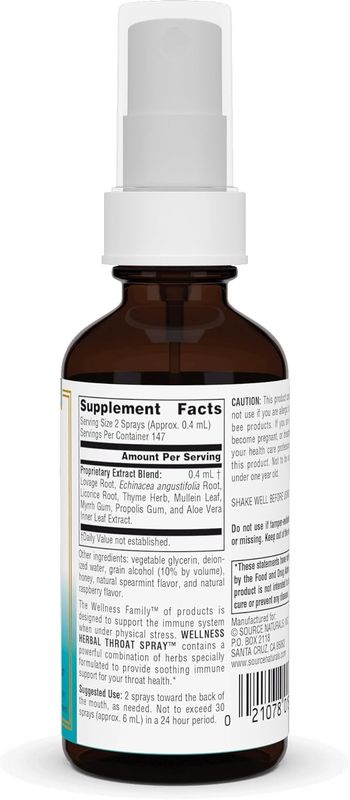 Source Naturals , Wellness Herbal Throat Spray - For Immune System Support - 2 Fl oz