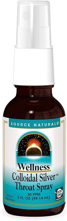 Source Naturals , Wellness, Colloidal Silver Throat Spray, 30 Ppm, 2 Fl Oz (59.14 Ml)
