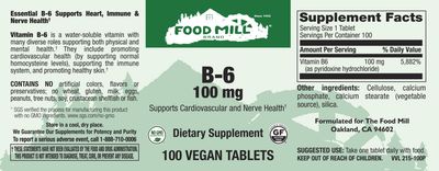 The Food Mill , B-6 100 Mg Veg Tabs