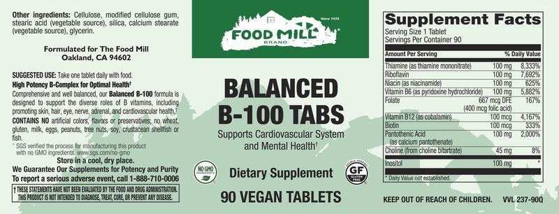 The Food Mill , Balanced B-100 Veg Tabs
