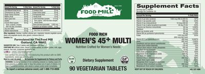 The Food Mill , Food Rich Women's 45+ Multi Veg Tabs