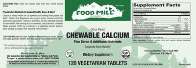 The Food Mill , Chewable Calcium Veg Tabs - Natural Citrus Flavor