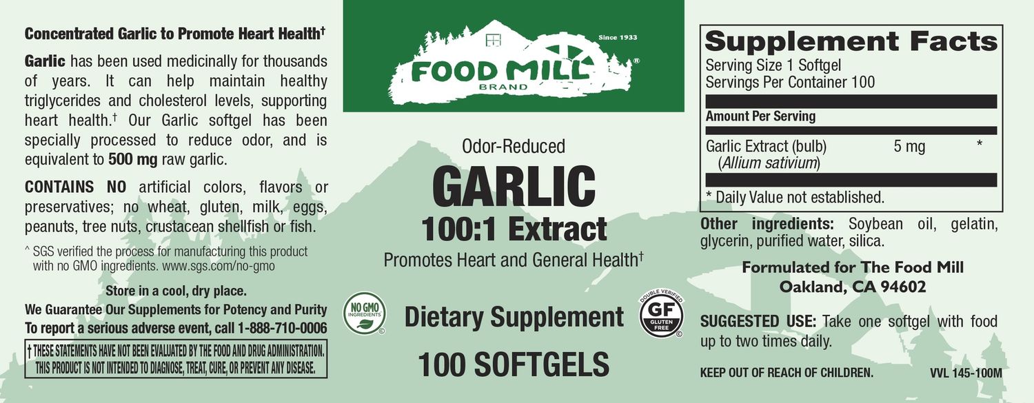 The Food Mill , Garlic 500 Mg Odor-Reduced Softgels