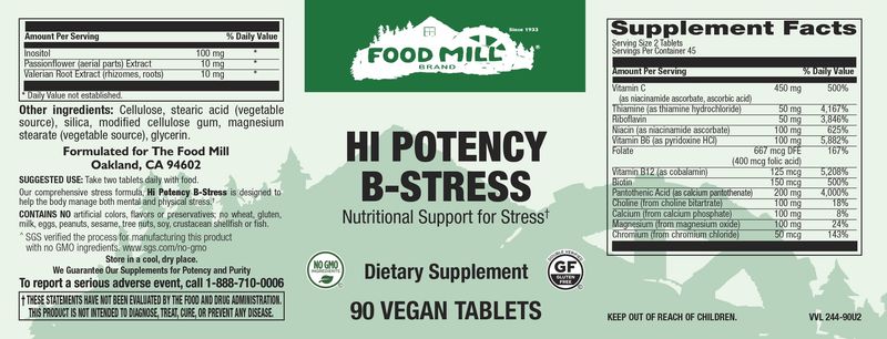 The Food Mill , Hi Potency B-Stress Veg Tabs