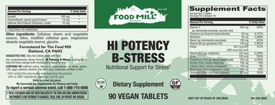 The Food Mill , Hi Potency B-Stress Veg Tabs