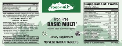 The Food Mill , Iron Free Basic Multi Veg Tabs