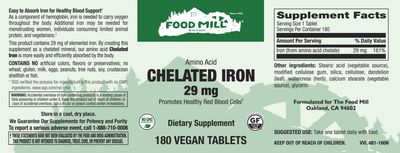 The Food Mill , Chelated Iron 29 Mg Veg Tabs