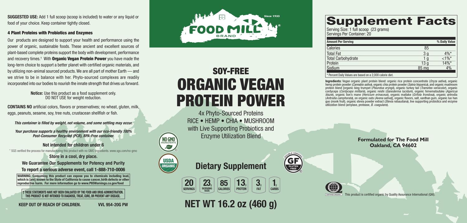 The Food Mill , Organic Vegan Protein Power