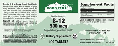 The Food Mill , B-12 500 Mcg Tabs
