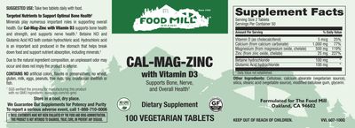 The Food Mill , Cal-Mag-Zinc With Vitamin D3 Veg Tabs