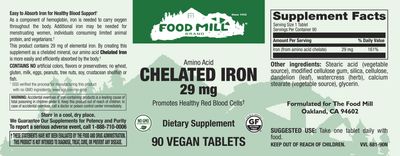 The Food Mill , Chelated Iron 29 Mg Veg Tabs The Food Mill , Chelated Iron 29 Mg Veg Tabs