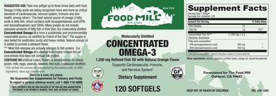 The Food Mill , Concentrated Omega-3 1,200 Mg Fish Oil Natural Orange Flavor Softgels