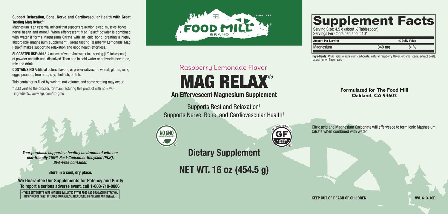 The Food Mill , Mag Relax- Raspberry Lemonade Flavor Powder 16 Oz