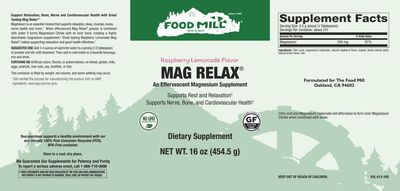 The Food Mill , Mag Relax- Raspberry Lemonade Flavor Powder 16 Oz