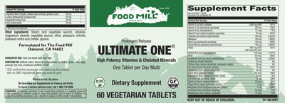 The Food Mill , Ultimate One Pr Veg Tabs The Food Mill , Ultimate One Pr Veg Tabs