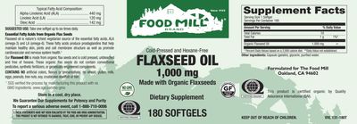 The Food Mill, Flax Seed Oil 1,000 mg Softgels