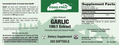 The Food Mill , Garlic 500 Mg Odor-Reduced Softgels