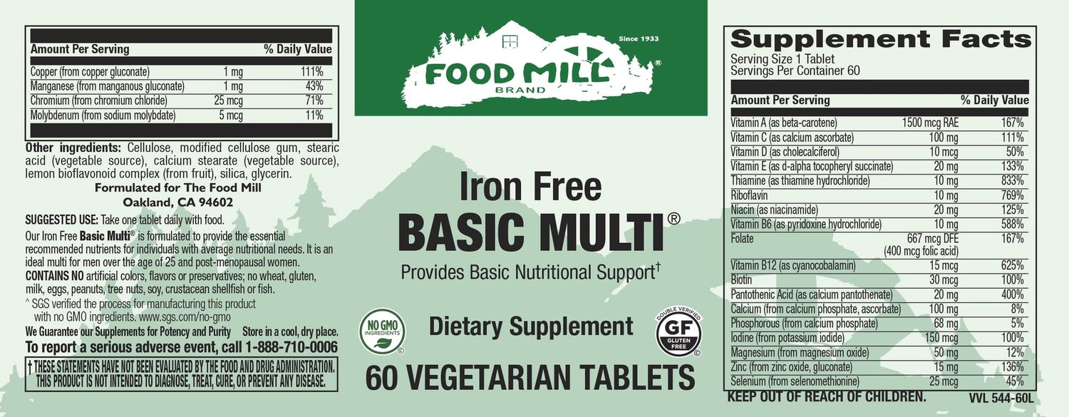 The Food Mill , Iron Free Basic Multi Veg Tabs