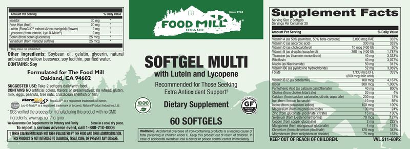 The Food Mill , Softgel Multi With Lutein And Lycopene