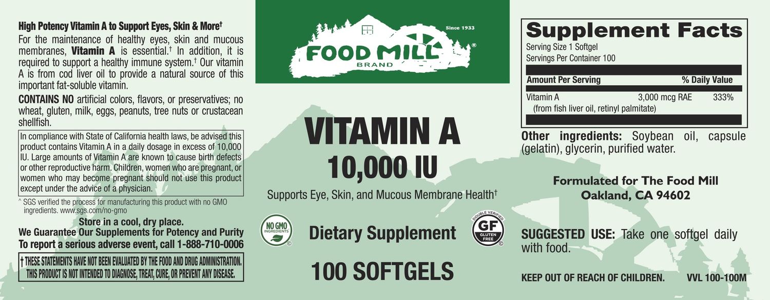 The Food Mill , Vitamin A 10,000 Iu Softgels