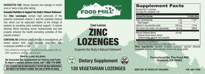 The Food Mill , Zinc Lozenges Veg - Cool Lemon Flavor