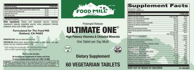 The Food Mill, Ultimate One 60 Veg Tabs The Food Mill, Ultimate One 60 Veg Tabs