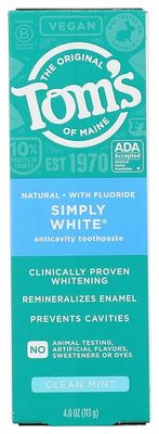 Tom's Of Maine , Simply White Anticavity Toothpaste 4.0 Oz Tom's Of Maine , Simply White Anticavity Toothpaste 4.0 Oz