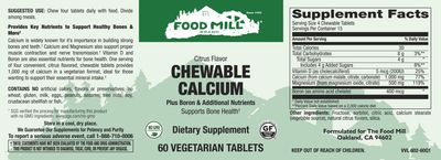 The Food Mill , Chewable Calcium Veg Tabs - Natural Citrus Flavor