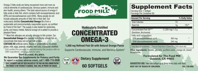 The Food Mill , Concentrated Omega-3 1,200 Mg Fish Oil Natural Orange Flavor Softgels