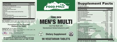 The Food Mill , Food Rich Men's Multi Veg Tabs The Food Mill , Food Rich Men's Multi Veg Tabs