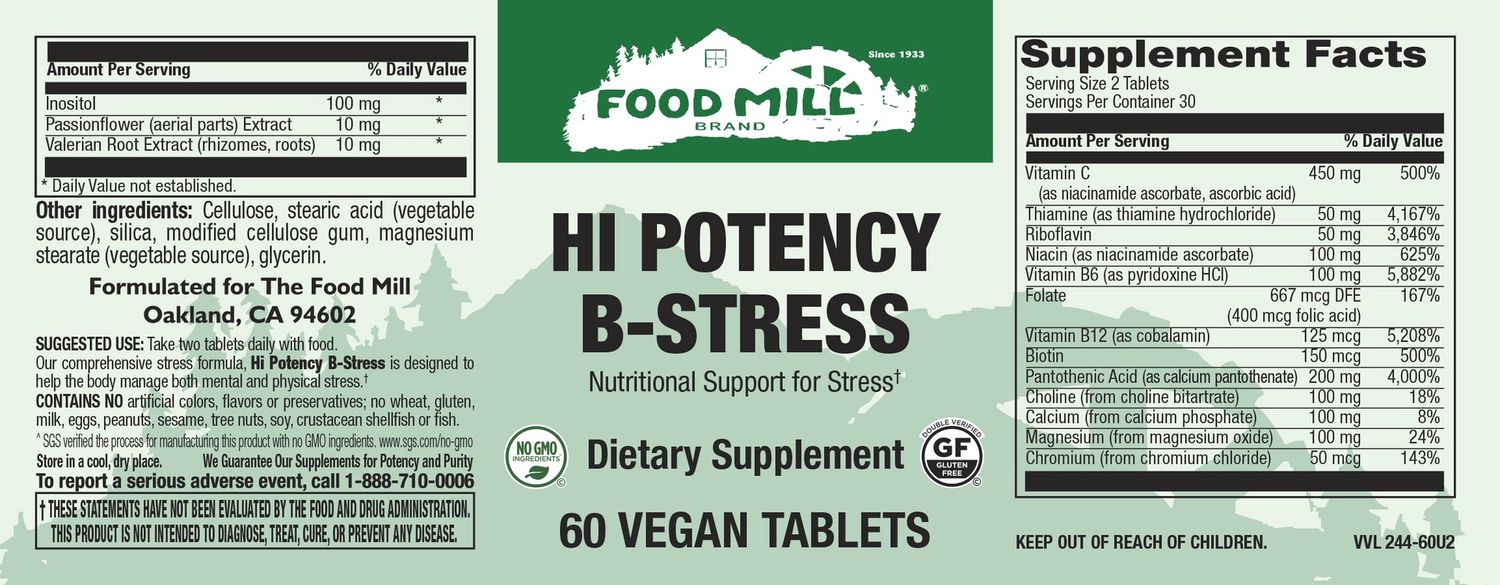 The Food Mill , Hi Potency B-Stress Veg Tabs