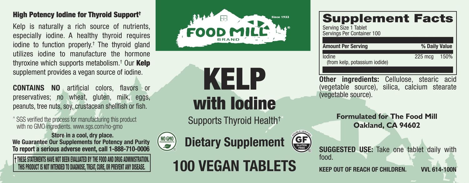 The Food Mill , Kelp With Iodine Veg Tabs