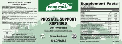 The Food Mill , Prostate Support Softgels With Phytosterols The Food Mill , Prostate Support Softgels With Phytosterols