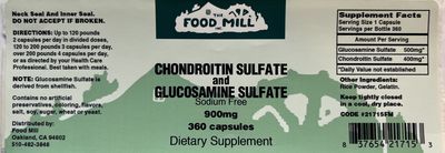 The Food Mill , The Food Mill Chondroitin Sulfate & Glucosamine Sulfate 900 Mg