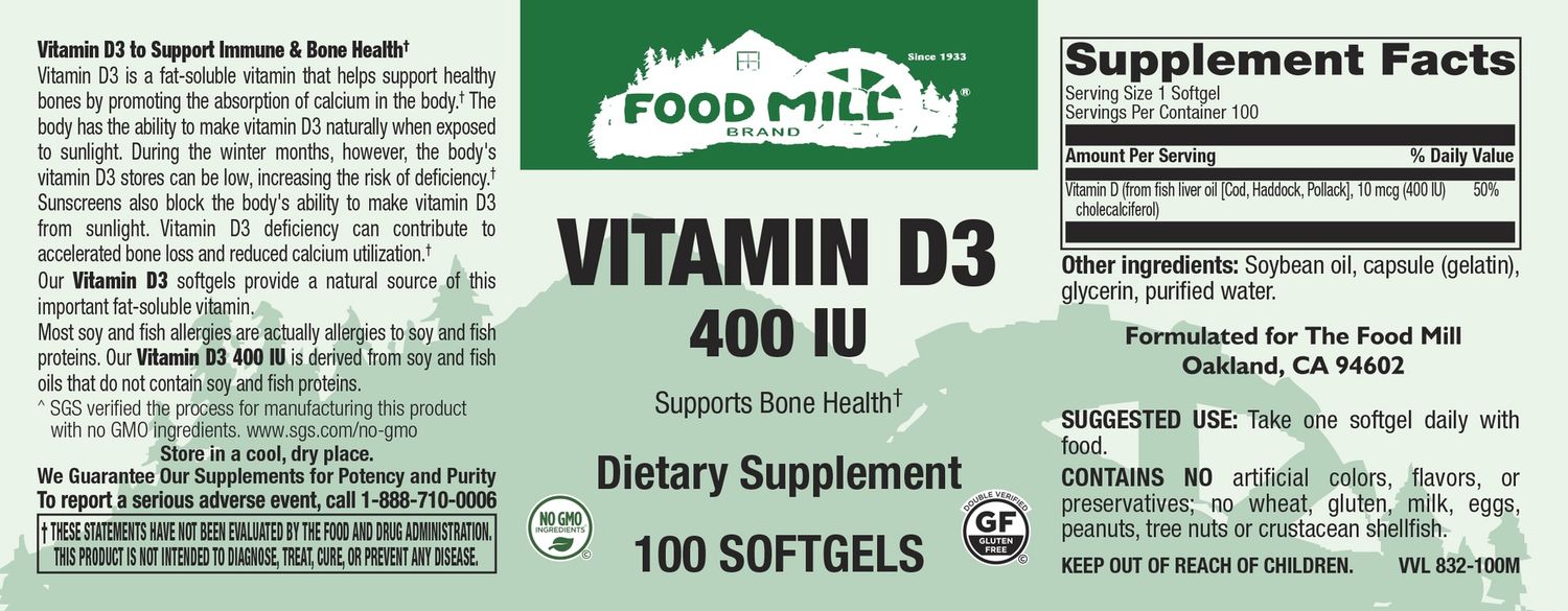 The Food Mill , Vitamin D3 400 Iu Softgels