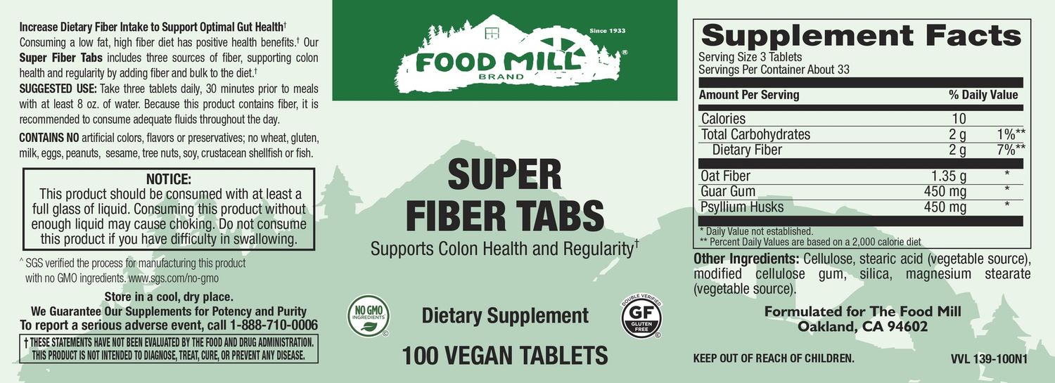 The Food Mill , Super Fiber Tabs Veg 100